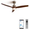 CREATE / WINDSTYLANCE DC/Ventilatore da soffitto con WIFI con luce, motore DC nickel, con pale in legno scuro/Silenzioso, 2 altezze, timer