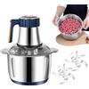 BORDEAG Tritatutto elettrico con ciotola in acciaio inox da 5 l e 2 lame girevoli a 6 lati, tritacarne elettrico da 500 W, 5 velocità, tritacarne universale, grande tritatutto per carne, frutta, verdura