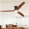 Sofucor 132cm Ventilatore da Soffitto con Luce, Legno Massello Ventilatore a Soffitto, Telecomando, DC, 3 Temperature di Colore, Timer, 6 Velocità, Modalità Estate/Inverno per Soggiorno