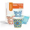 marketcaffe 1000 Bicchieri 4 colori misti in cartoncino 180 ML carta monouso usa e getta acqua caffè the cappuccino cioccolata bicchiere nero bevande calde biodegradabili compostabili e riciclabili