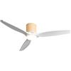 CREATE / WIND CALM CUSTOM RATTAN/Ventilatore da soffitto con luce rattan chiaro pale legno naturale bianco con telecomando / 40W, Doppia luce, Ø132 cm, luce LED 3 temperature