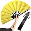 OMyFans Grande ventaglio pieghevole per rave cinese, Tai Chi Kung Fu, ideale per festival, EDM, danza, vampate di calore, chiesa e regali (giallo)