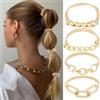 AOZUO Confezione da 4 Elastici per Capelli da Donna Dorati, Fasce Elastiche per Capelli in Metallo, Ferma Coda di Cavallo, Accessori per Capelli, Fasce per Capelli in Gomma(oro)