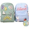 REQTYUI Zaino personalizzato in velluto a coste, borsa scolastica estetica, borsa monogramma per bambini e bambini