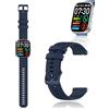 yystao Cinturino per Poounur T80, in silicone, compatibile con Poounur T80, delicato sulla pelle, cinturino di ricambio per smartwatch, 22 mm (blu)
