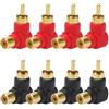KUOQIY 8 Pezzi Adattatore ad Angolo Retto Placcato Oro, 90 Gradi RCA Maschio a Femmina Adattatore, per Audio Stereo o Video AV, Rossi/Neri