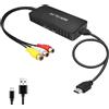 Wrugste Convertitore RCA a HDMI, adattatore AV a HDMI, adattatore composito 1080P, PAL/NTSC, compatibile con WII/WII U/PS One/PS2/PS3/STB/Xbox/VHS/VCR/Blue-Ray DVD