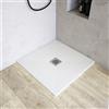 Parama Piatto doccia quadrato 80x80 cm in marmoresina bianco effetto pietra h3 cm | Milos