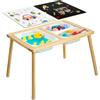 VEVOR Tavolo Sensoriale per Bambini Piccoli, Tavolino Multiattività da Gioco in Legno con Piano Reversibile Doppio Lato Contenitori Portaoggetti e Piedini Antiscivolo, per Sabbia Acqua Disegno Studio