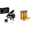 LEGO Ideas Pianoforte a Coda, Set per Adulti, Regalo Espositivo da Collezione con Tastiera Apribile, Motore e Componenti Powered Up Technic con Alimentazione + Amazon basics confezione da 8 AAA