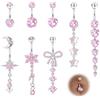 Milacolato Lot of 8 Piercing Ombelico - 3 Barrette Corte + 5 Pendenti, Acciaio Chirurgico Ipoallergenico, Oro & Argento, Bijoux per Donna (Cuore Farfalla Fiore Stella)-SP