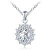 MICSAVI Collana con Zircon da Donna in Argento 925, Ciondolo Pietra a Taglio rotondi/a forma di cuore/a forma di fiore/ovali/a goccia/quadrati con Catena 45cm