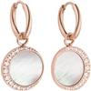 Purelei Shining Moon - Orecchini da donna con madreperla e zirconi, eleganti orecchini a cerchio in acciaio inox con ciondolo a forma di luna, orecchini scintillanti, regalo per donne, normale