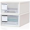 quiodok 2PCS Cassetto Bianco Impilabile in Plastica - Portaoggetti Multiuso per Ufficio, Scrivania, Toeletta - Cassettiera Scatola Organizer