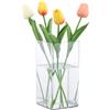 Segus Vaso di Acrilico Trasparente, 10x20cm Vasi per Fiori in Acrilico, Rettangolare Infrangibili, Leggero, per Soggiorno, Matrimoni, Ufficio, Interno