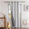 Joydeco 100% tende oscuranti effetto lino nascosto 1 pezzo, tenda oscurante per porta con occhielli, protezione termica dal freddo e dal calore per camera da letto, soggiorno, bianco candeggiante, 225