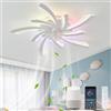KVOYYIRA Lampadario Ventilatore Silenzioso Camera Da Letto, Lampadario Con Pale Per Bambini RGB LED Dimmerabile Reversibile, Ventilatore Soffitto Con Luce Con Motore CC Compatibile Con Alexa, Bianco