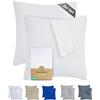 Terra Beds Set di 2 federe da 80 x 80 cm, in jersey di cotone, 160 g/m², 80 x 80 cm, con cerniera, tessuto a maglia elasticizzato, traspirante, colore: bianco