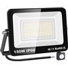 YOJZMA 150W Sensore di movimento Luce esterna, 15000LM LED Flood Luci esterne 3000K Luce diurna Bianco caldo Luci di sicurezza impermeabili IP67 per giardino, garage, cortile, Campo sportivo, patio