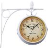 H-YEEU 31 cm * 29 cm Orologio da Parete Retrò Colore Bianco, Orologio Stazione Ferroviaria, Orologio da Parete in Ferro, Orologio da Parete con Numeri, Orologio Su Due Lati