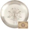CREATCABIN Piatto Rituale per Altare degli Occhi Piatto Acciaio Inossidabile Ciotola Rotonda Argento Vassoio per Gioielli Ciotola per Offerte Tarocchi Piatto per Candele Portaoggetti 14x14cm