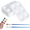 GZRXIOUS 20 Pezzi Tavolozze, 8,6 X 12,8 cm Tavolozza da Pittura, Bianco 6 Campi Tavolozza per Colori, Rettangolare in Plastica, per Acquerelli, Pittura Acrilica, Pittura A Olio con 2 Pennelli