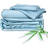 Cleva Home Lenzuola per letto matrimoniale, lenzuolo in 100% rayon derivato dal bambù, lussuosamente morbido, rinfrescante, con doppia cucitura, con tasche profonde 40,6 cm (Queen, azzurro)