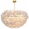 GUANSHAN Lampada da soffitto pieghevole con paralume in piuma d'oca grigio chiaro, realizzata a mano. Elegante lampadario a sospensione per soggiorno, camera da letto e hotel.