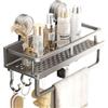 TOATELU Ventosa da 30 cm, senza foratura, ripiano per doccia in alluminio, senza foratura, organizer da bagno extra forte, scaffale per doccia, con gancio e asta per il bagno