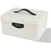 TOWEBOORY Scatola Portaoggetti con Serratura, Cassaforte Codice Numerico Contenitore Portatile Medicina, con Serratura a Combinazione a 4 Cifre, per Casa Ufficio Scuola (26 * 21.6 * 12.6cm) (Bianco)