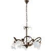 LuceArt Lampadario Classico Arte Povera 5 Luci Ferro Battuto Marrone e Oro Serie Cestino