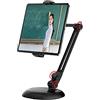 FISIDI Supporto for treppiede for telefono, elegante supporto for tablet in alluminio Supporto for telefono cellulare con braccio a 2 stadi Girevole a 360° Supporto for supporto multi-angolo da scrivania for