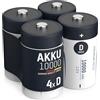 ANSMANN 2x Batterie ricaricabili stilo Mono D - Tipo 10000 (min. 9300 mAh) 1,2V NiMH - Pila a ricarica veloce - fino a 1000 cicli di ricarica eco-friendly