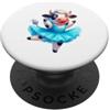Whimsical Farm Dancers Carino Mucca Ballerina Danza Blu Tutu Fiocco Di Neve PopSockets PopGrip Adesivo