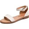 Lizoleor Sandali Donna Piatte Aperte Con Cinturino Alla Caviglia Ciabatte Sposa Matrimonio Estive Comodo Casual Beach Scarpe Beige Numero 34 EU