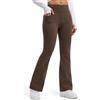 Libin Leggings Termici da Donna con Flared Pantaloni Invernali in Pile Vita Alta Impermeabili da Yoga Trekking con tasch, Marrone, M