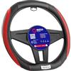 Sparco Coprivolante Base Piatta Nero e Rosso 35 cm | Design Sportivo Antiscivolo ed Ergonomico | Compatibile con Peugeot 208, 308, 508, 2008, 3008, 5008 | Installazione Rapida