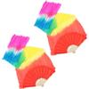 ULTECHNOVO Ventaglio da Danza del Ventre in Seta Colorata con Manico in bambù Lungo 120cm Design Vibrante e Fluido per Festival e Lezioni di Ballo