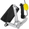 Froadp Kit di Ancora per Kayak 0,7 kg Foldable Anchor Barca Accessori per Gommoni con Corda Dell'Ancora da 10m Moschettone Boa e Trasporto Borsa Ancora Pieghevole per Canoe o Pagaia SUP (Ø8x18cm)