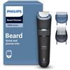 PHILIPS Regolabarba Philips serie 3000 - Lame in metallo autoaffilanti, 40 impostazioni di lunghezza, pettine Lift&Trim, 100% impermeabile, indicatore della batteria, ricarica USB, modello BT3660/15