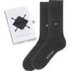 Burlington Basic Uni Gift Box M So cotone tinta unita confezione di 2 paia, Calzini Uomo, Grigio Mid Grey 0020, 40-46
