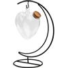 GALPADA Set 1 Bottiglia Trasparente Cuore 14cm Tappo in Sughero e Supporto in Ferro, Barattolo dei Desideri Decorativo in Vetro per Origami e Souvenir, Accessorio per Arredamento Casa