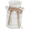 Baoblaze Vaso per fiori in metallo, stile rustico, design retrò chic, stile boho antico, con manico, brocca per il latte, vaso per fiori, secchiello per, Bianco
