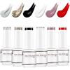 Nicedeco Smalto Semipermanente Nero per Unghie Kit Smalto Rosa per Unghie Lampada UV LED Soak Off Gel Nail Polish Set 9, 6x8ML