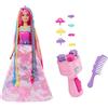 Barbie Dreamtopia - Chioma da Favola, bambola capelli fantasia con treccia e piega, extension arcobaleno e accessori per lo styling inclusi, giocattolo per bambini, 3+ anni, JCW55