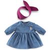 Corolle - Abito in Jeans a Manica Lunga & Foulard Piccolo Explorer, Capo Bambù 36 cm, da 2 anni, 9000141920