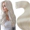 LaaVoo Extension Capelli Veri Biadesivo Biondo Platino 20pz, Remy Lisci, Leggere e Invisibili, Volume e Lunghezza, Feste e Quotidiano 35cm 40g #60