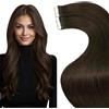 LaaVoo Extension Biadesive Capelli Veri Castano Scuro 20pz Extension Capelli Biadesivo Lisci Remy Extension Capelli Veri Invisibile Adesive 40g 35cm #2
