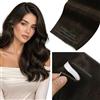 LaaVoo Extension Biadesive Capelli Veri Genius PU Trama Lunga Castano Scuro 55cm 120g 4pcs, Capelli Remy Lisci, Volume Extra, per Serate Eleganti e Matrimonio #2
