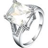 Skcess Anello da donna a fascia, per anniversario di matrimonio, a forma di smeraldo con zirconi bianchi, regalo per San Valentino, T 1/2, Cristallo, Zirconia cubica